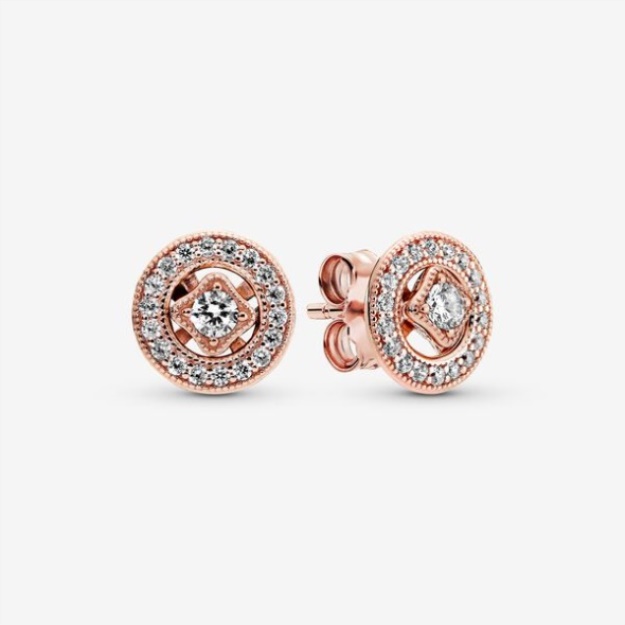Vintage Circle Stud Earrings Pandora Rose Gold Plated